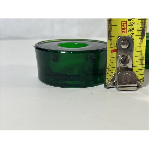 2 Crate & Barrel Round Emerald Green Glass Candle Holders - Picture 5 of 5